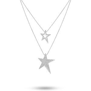 Gothic Layered Rhinestone Star Necklace Zinc Y2K Emo Aesthetic Jewelry